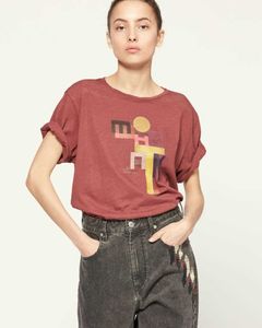 2024 أزياء سحر Lsabel Marant Women Designer T Shirt رسالة رقمية الطباعة الخيزر