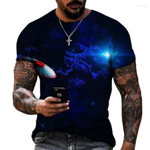 Herr t -skjortor främmande ufo -mönster 3D -tryckning Men's Mountain Top Round Neck Short Sleeve Lycra Polyester Högkvalitativa märkeskläder