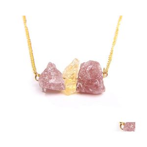 Pendant Necklaces Natural Quartz Stone Reiki Healing Crystal Chakra Necklace For Women Jewelry Drop Delivery Pendants Dhgmp