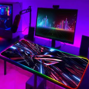 Mouse Pads Bilek Dinlenme Asus Rog RGB Mouse Pad Oyun Aksesuarları Bilgisayar Büyük Mousepad Arkadan aydınlatmalı LED Gamer Mause Halı 900x400 CS GO Masa Mat T230215