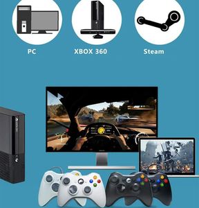 Microsoft Xbox 360 Steam Console PC Windows 7/8/10用の高品質のゲームパッドジョイスティックゲームコントローラーロゴと小売梱包