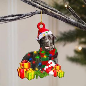 ديكورات عيد الميلاد جميلة قلادة خشبية الكلب الزخرفة شجرة جرو سنة الاحتفال الحفلات لوازم غرفة ديكورشريستم