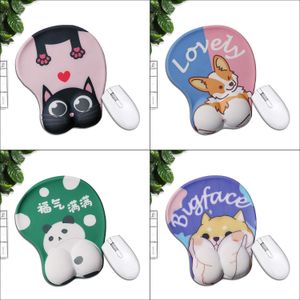 Mouse Pads Wrist Rests Cute Corgi Dog 3D Mouse Pad Ergonomic Soft Silicon Gel Anime Mousepad With Wrist Support Mouse Mat For Girls Gift T230215