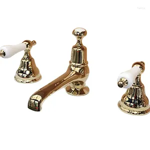 Rubinetti da cucina Stile tradizionale britannico Rubinetto miscelatore Baxin di buona qualità Finitura oro cromato Ottone 2 maniglie Rubinetto 1 foro