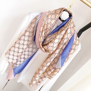 20New Top Women's and Men's Wear Designers Scarves Fashion Brand 100％Silk Satin Long Scarves春と夏の女性と男性の長いスカーフサイズ90-180cmクリスマスギフト