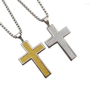Pendant Necklaces Arrival 2 Tone Stainless Steel Simple Big Cross Necklace Men Women Christian Jewelry Wholesale