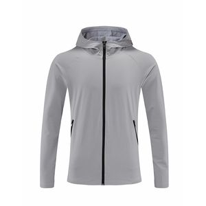 Ll masculino novo esporte zíper com capuz jaqueta casual respirável ao ar livre jogger outfit caminhadas cardigan material outwear