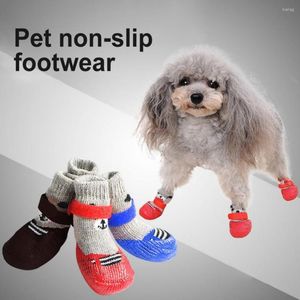 Abbigliamento per cani Scarpe per animali domestici 4 pezzi/set Outdoor Indoor antiscivolo Suola in silicone Cucciolo di gatto Stivali Forniture per calzini