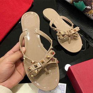 Hausschuhe Hausschuhe Mode Frauen Flip-Flops Sommerschuh Cool Beach Big Bow Flache Sandalen Gelee Schuhe Sandale Mädchen Größe 36-42 L230215