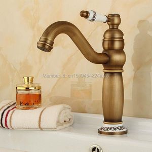 Bathroom Sink Faucets 10" Ceramic Faucet Solid Brass Antique Finish Basin Mixer Water Tap Torneira Para Banheiro GI42