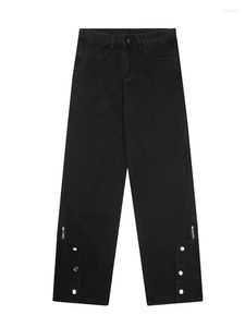 Mäns jeans svarta mäns byxor överdimensionerade last med hög gata på knappen Sidosätt design vintage street casual byxor