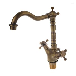 Bathroom Sink Faucets Two Handle Antique Brass Kitchen Faucet With Swivel Spout