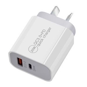 Ricarica rapida Caricabatterie USB rapido da 20 W Tipo C PD Ricarica rapida per iPhone Caricabatterie USB con spina UE USA con caricatore per telefono QC 3.0