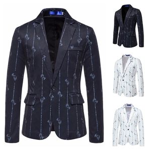 Herrenanzüge Blazer Herbst und Winter Business Casual Stil One Button Persönlichkeit kreativer Blattstreifendruck Langarmanzug