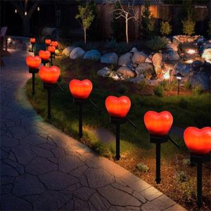 2Pcs Solar Garden Landscape Light Waterproof LED Heart-shaped Romantic Outdoor Lamp For Valentines Day Decoration