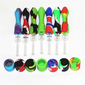 Hookahs Silicone Nectar Kit 10mm Quartz Tips & Titanium Tip Nectar Straw Dab Pipes For Smoking Water Pipes Glass Bowl