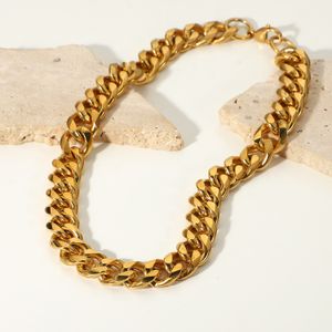 Halskette 15 mm breit Klobige Halskette Bonhock Jewelry vergoldeter Edelstahl Kubanische Halskette Instagram-Blogger empfohlen