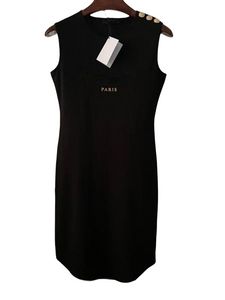 Vestido de grife para vestidos femininos Skim Dress preto verão sexy bodycon feminino branco vermelho algodão casual gola redonda verão sem mangas carta ombro botão roupas 20ss