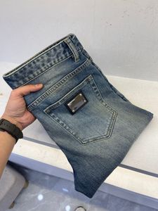 Toppdesigner jeans utomhus avslappnad elastiskt material tätt denim mäns stora byxor