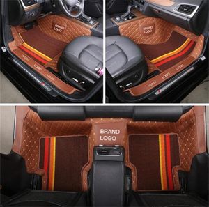 Custom Fit Car Floor Mat Waterproof Leather ECO friendly Material Specific For Car Double Layers Full set Carpet With Borders Logo3768736