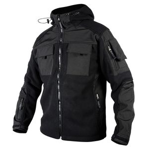 Herrjackor mege varumärke taktisk fleece jacka för män militär kamouflage utomhus multi fickor huva fall varm svart jacka softshell kappa 230215