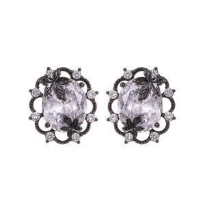 Designer de luxo Crystal Oval Shape Brincos para Mulheres Estilo Francês Zircônia Diamond Flores Flutual Drop Rings Ear anéis Doce Anel de ouvido Girls Presente Presente