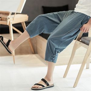 Men's Pants Plus Size 5XL 6XL Cotton Linen Mens Harem Summer Casual Calf-Length 2023 Big Baggy Trousers Gray White Blue Red