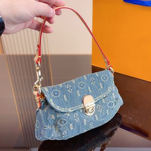 Designer Mini Mini Linda bolsa de ombro de jeans Floral Print Canvas Underarma Bandbag Womens Salta de ombro duplo Crossbody Bag