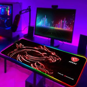 Mouse Pads Wrist Rests Desk mat Mouse Pad Gamer MSI Mouse Pads Gaming Mousepad RGB Gaming Accessories Pc Gamer Full Mat Computer Desks Diy LED Mausepad T230215