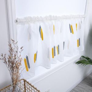 カーテン刺繍小麦スパイクセミティアキッチンバスルームのための短いロッドポケット100 50cm