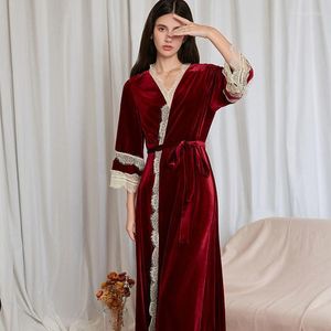 Nedime Elbise Klasik Kadın Banyıl Gecesi Uzun kollu V yaka tek parça özel yapım kadife pijama femme iç çamaşırı