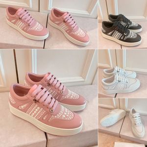 Designer kvinnor casual skor sneakers p￤rla sneakers l￥g top sneaker vit svart rosa mode l￤der tr￤nare l￥gtopp skateboardl￤genheter