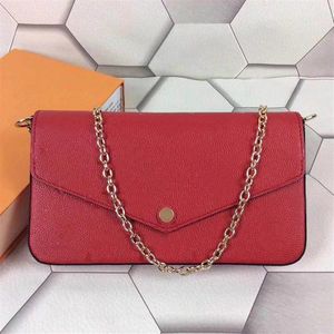 브랜드 여성 Pochette Felicie Cow 가죽 미니 어깨 가방 패션 체인 클러치 크로스 바디 지갑 카드 홀더 백 세트 WI2802