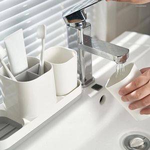 Bath Accessory Set Toothbrush Holder For Bathroom Organizer Storage With 2 Tumblers Countertop/Toothpaste/Sink Dropship