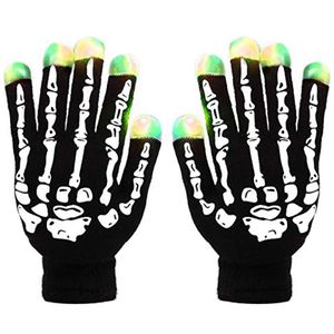 LED Gloves Skeleton LED Gloves Flash Finger Light Glove Halloween Costume Accessories Party For Halloween Christmas Kids Adults 230216