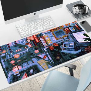 Myse podkładki nadgarstka spoczywa podkładka myszy Gaming Duża myska myska laptopa piksel Japan Street Desk Maty 80x30 cm Gamer Pads Keyboard Deskpad Mousepad T230215