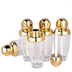 Förvaringsflaskor 10 ml stor läppfärgförpackning Tomglansrör Lyxiga Shinny Gold Case Containrar med borstsminkverktyg