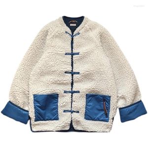 Herrjackor kapital japan stil mode kashmire fleece tang kostym lös jacka mäns och kvinnors beige tjocka kappa singelbröst