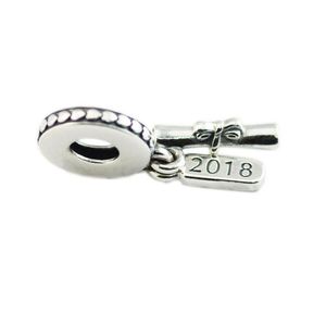 Fits Charms Pandora Bracelets 2018 Summer Graduation Scroll Charm beads Original 925 Sterling Silver Charm DIY Jewelry For Women Making174u
