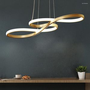 Lâmpadas pendentes Lâmpada de estar LED LED Modern Musical Note forma de alumínio acrílico Hanglamp Bedroom Dining Kitchen Table Light Freptle