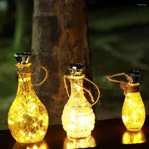 Strings 10 Pieces Wine Bottle String Light Solar Outdoor Holiday Cork Lamp Chain Lawn Lighting Decoration Walkway Warm