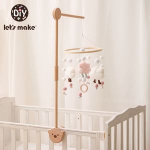 Rattles Mobiles Let's Making Baby Wood Little Bear Bell Bracket Mobile Hanging Rattles Toy Hanger Baby Crib Mobil Bell Bell Wood Toy Holder 230216