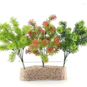 装飾的な花人工植物シミュレーショングラスプラスチック製のスタゴーンリーフモスグリーン葉の偽の植物の家の装飾装飾テーブル