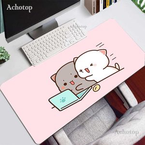 Mouse Pads Bilek Rests Pembe Oyun Aksesuarları Kawaii Mouse Mat Peach Mochi Kedi Mouse Pad XXL Sevimli Pad Oyun Kız Mousepad Anime Aksesuarlar Masası Mat T230215