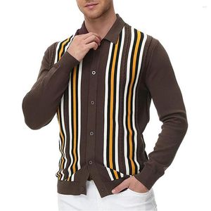 Polos para hombre, cárdigan de punto de diseño para hombre, manga larga a rayas, moda Otoño Invierno, elegante, informal, cálido, suéter para hombre, abrigo