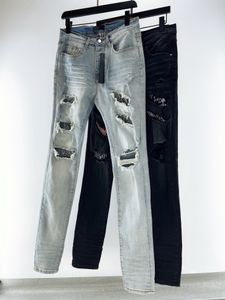 2023 Latest Mens Pencil Jeans Fashion Hole Stitching Design Handsome Pants Luxury Designer