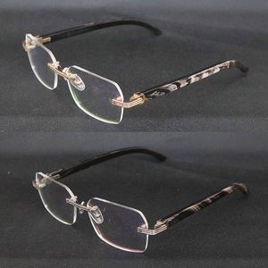 Original Marbled Black Buffalo Horn Frames Women Rimless Fashion Sunglasses Frames designer Rimless Sun Glasses Men Luxury with Myopic Lens Size 57-17-145MM