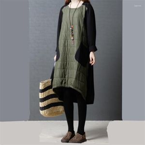 Sukienki swobodne 2023 Autumn Rosjan Kobiety długi parkas mody patchwork zimowy aksamitny płaszcz z kieszeniami, marne kurtki vintage kurtki