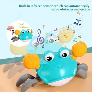 Brinquedo para bebê com caranguejo rastejante e luzes noturnas com música e iluminação LED para crianças, brinquedo de desenvolvimento de aprendizado interativo, presente de Natal
