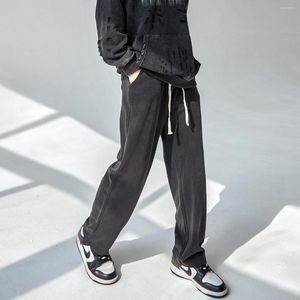 Calça masculina masculino preto jogging de algodão solto de algodão harajuku punk calças casuais longas roupas de perna larga roupas masculinas